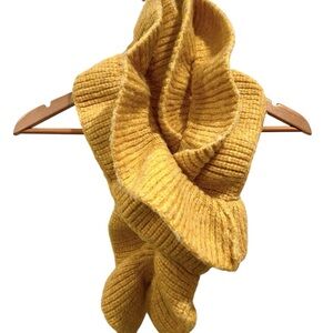 ZARA Ruffled Cozy Yellow Knit Scarf